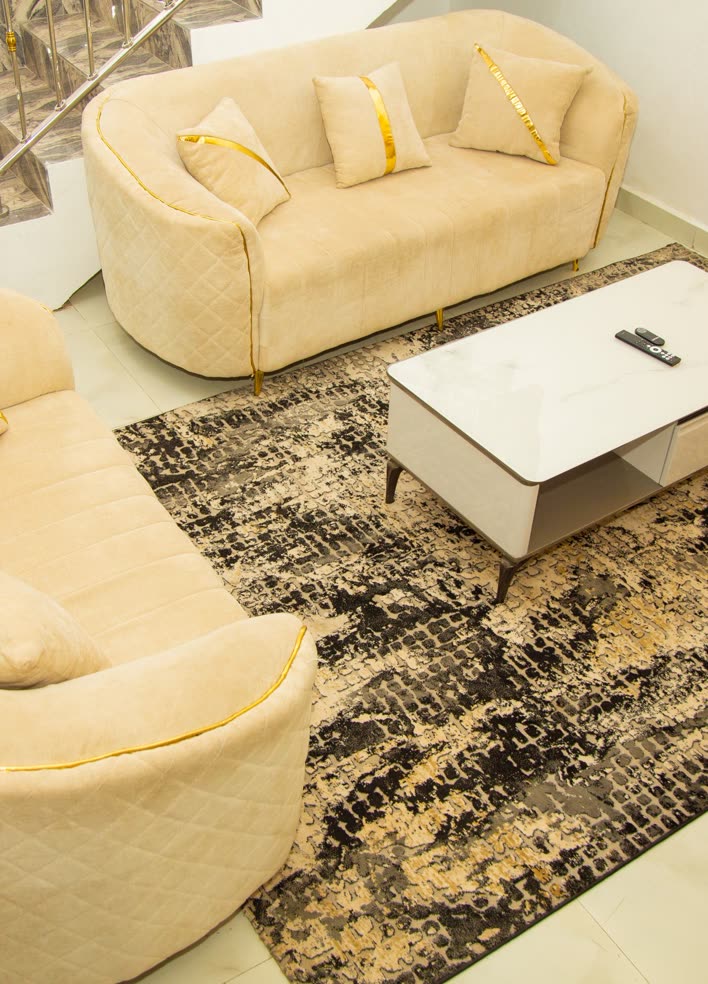 Living room with rug and sofas